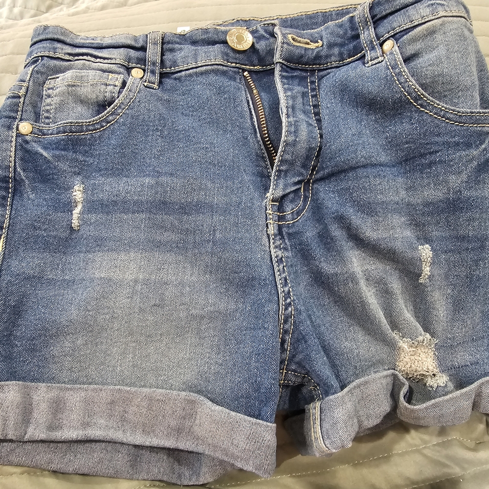 Silver Jeans Blue Distressed Roll-Cuff Kids's Denim Shorts
